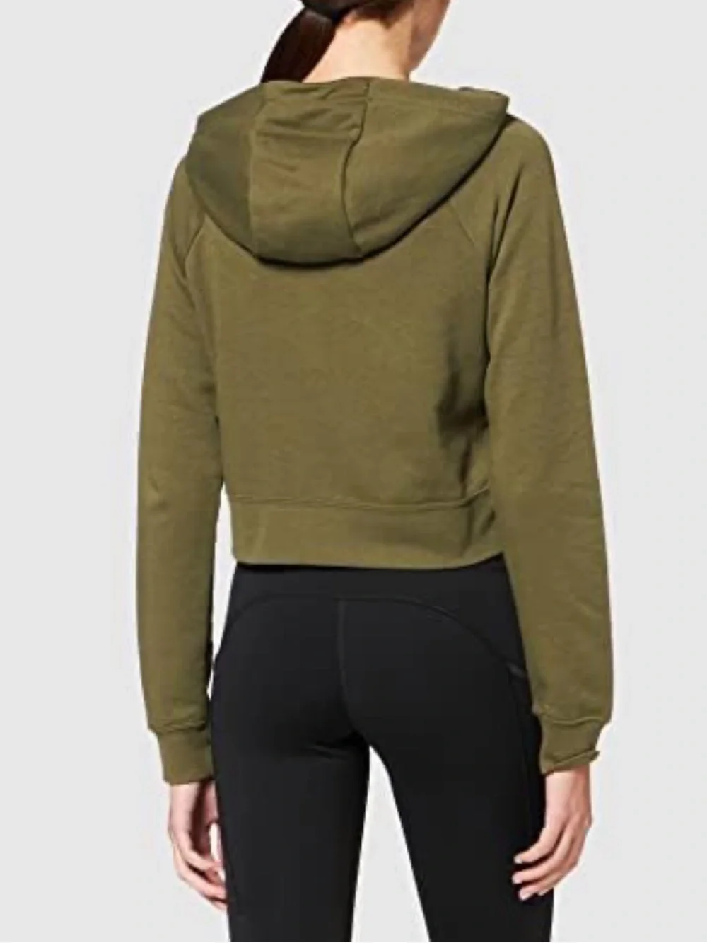 Nike Olive Green Cropped Pullover Hoodie